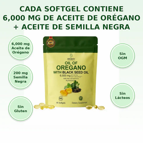 Aceite de Orégano + Aceite de Semilla Negra 6000 mg — 90 Softgels